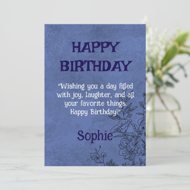 Carte de fête d'anniversaire florale élégante (Debout devant)