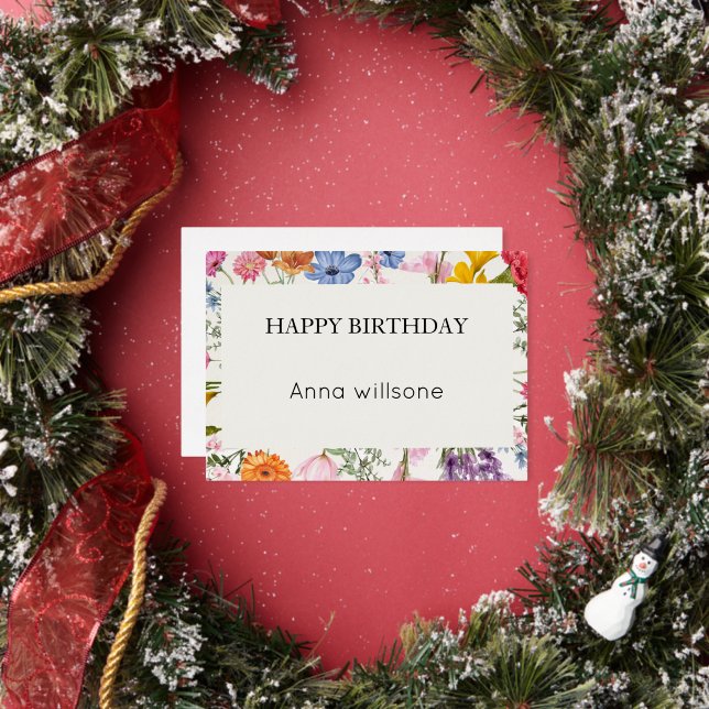 Carte de Fête d'Anniversaire Florale Imprimable |  (Insitu)