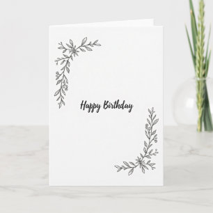 Carte de Fête d'Anniversaire Florale Minimaliste