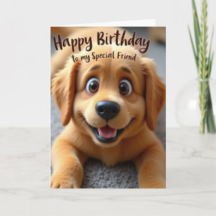 Carte de fête d'anniversaire Golden Pup