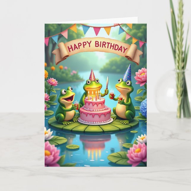 Carte de fête d'anniversaire Grenouille à pois (Devant)