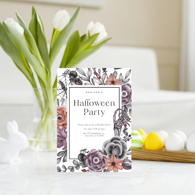 Carte de fête d'anniversaire Halloween Florale Squ (Créateur téléchargé)