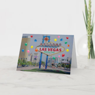 Carte de fête d'anniversaire Las Vegas avec ballon