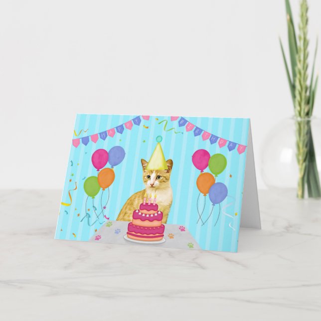 Carte de fête d'anniversaire pour chat (Devant)