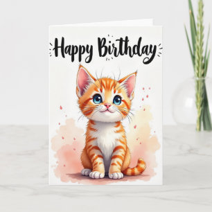 Carte de fête d'anniversaire pour chaton mignonne