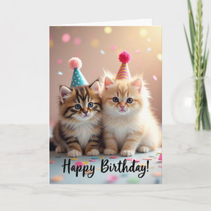 Carte de fête d'anniversaire pour chats mignons