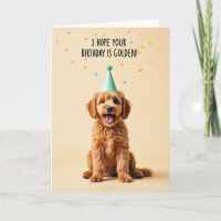Carte de fête d'anniversaire pour chiot doré