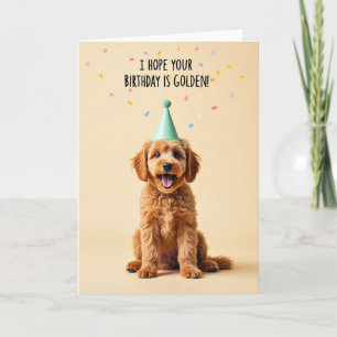 Carte de fête d'anniversaire pour chiot doré