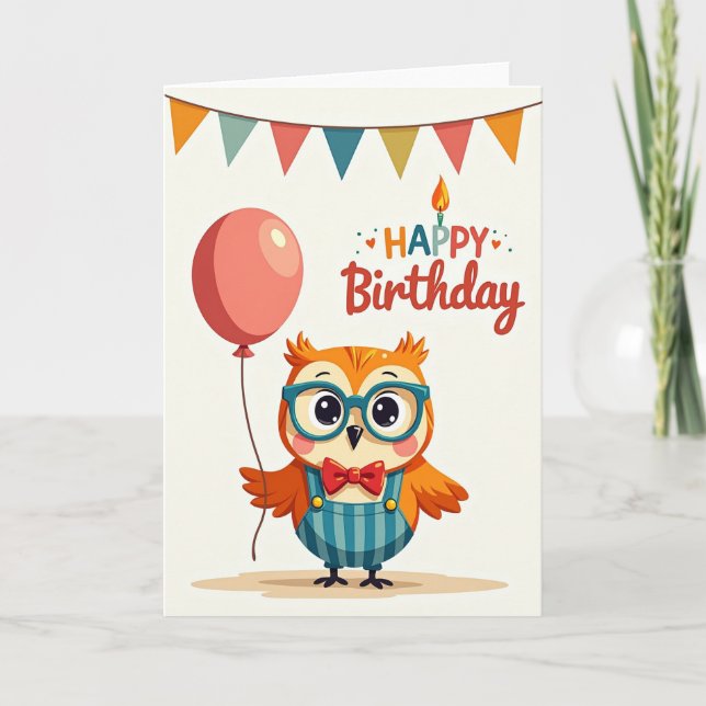 Carte de fête d'anniversaire pour oiseau festif (Devant)