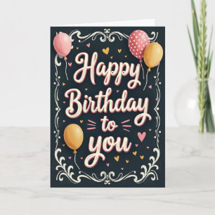 Carte de fête d'anniversaire sur tableau noir