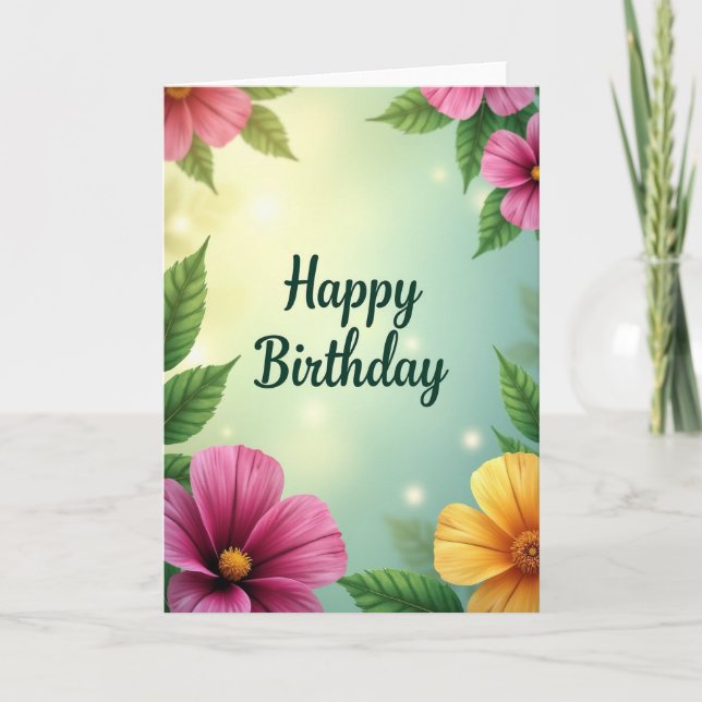 Carte de Fête d'Anniversaire Verdoyante (Devant)