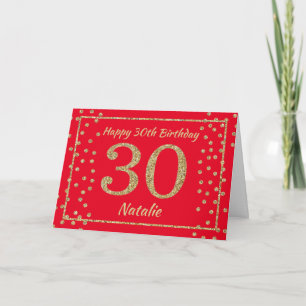 Carte de fête de 30 ans avec confettis rouges et d