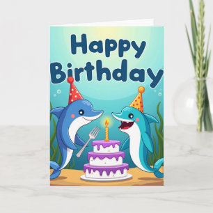 Carte de fête de baleine de dessin animé