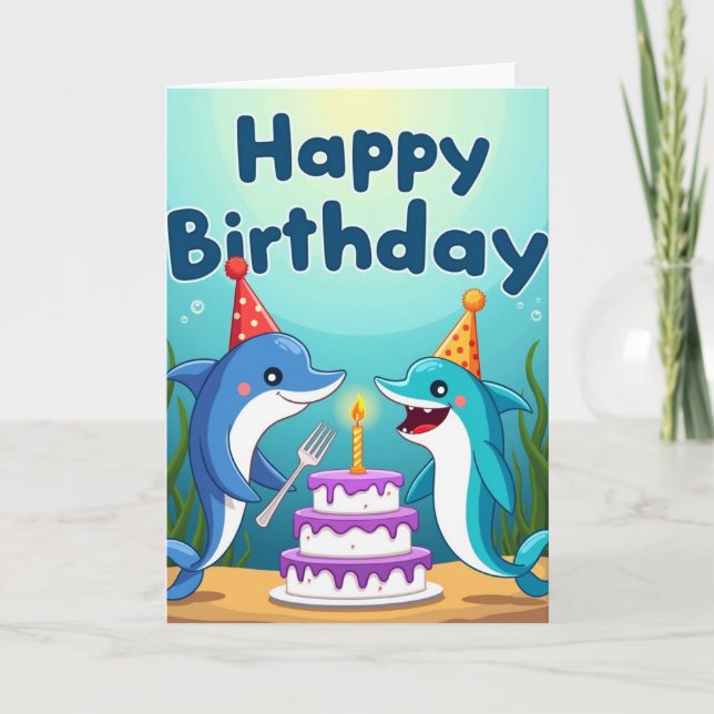 Carte de fête de baleine de dessin animé (Devant)