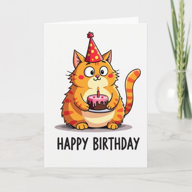 Carte de fête de chat joyeuse (Devant)