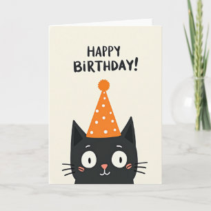Carte de fête de chat noir joyeuse