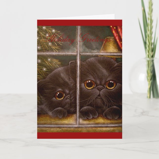 Carte de FÊTE de CHATON PERSAN NOIR (Devant)