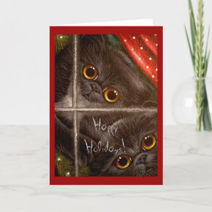 CARTE DE FÊTE DE CHATONS PERSANS NOIRS