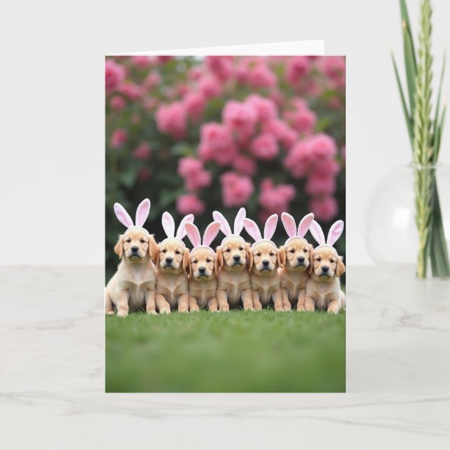 Carte de fête de chiots dorés (Devant)