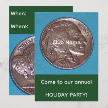 Carte de fête de club de monnaie de vacances