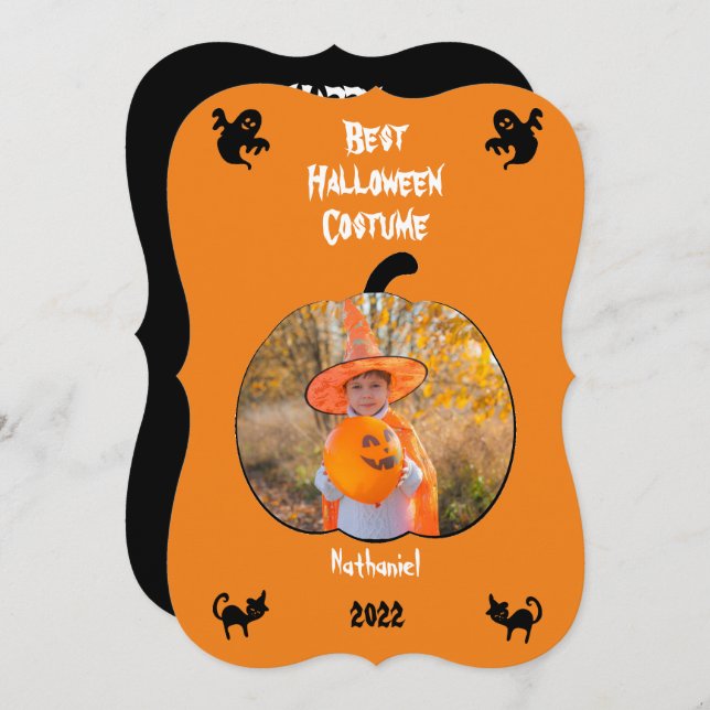 Carte de fête de costume d'Halloween personnalisée (Devant / Derrière)