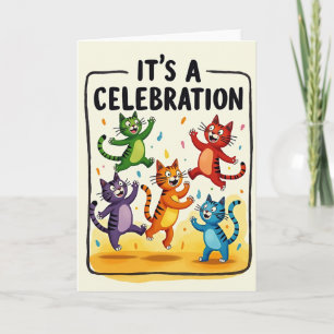 Carte de fête de félins dansants