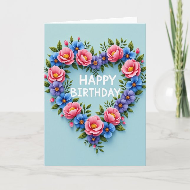 Carte de fête de floraison du cœur (Devant)