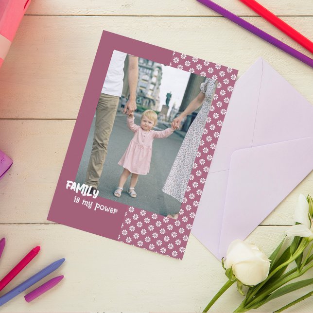 Carte de fête de la famille florale avec photo per (Créateur téléchargé)