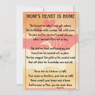 Carte de fête de la fête des Mères Heart is Home F