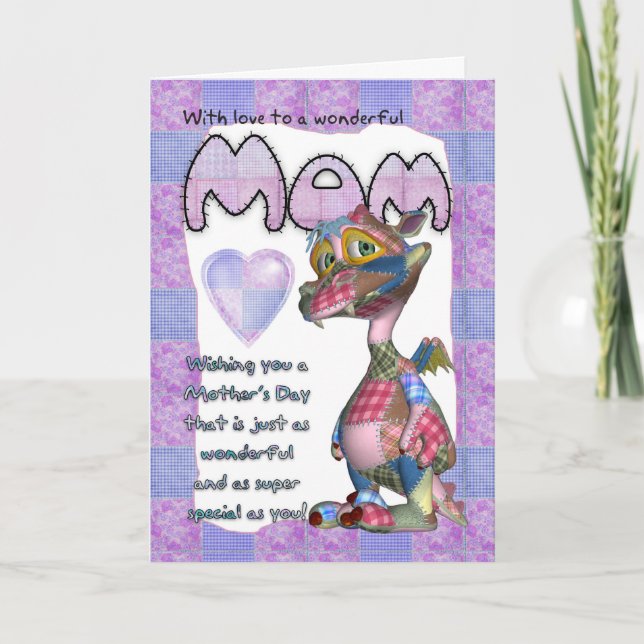 Carte de fête de la mère - Dragon de Patchwork - M (Devant)