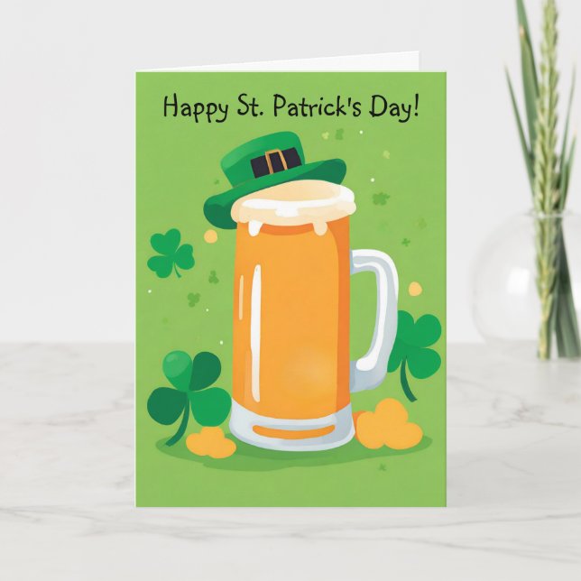 Carte de fête de la Saint-Patrick avec une chope d (Devant)