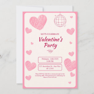 Carte de fête de la Saint-Valentin rose simple