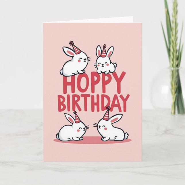 Carte de fête de lapin joyeux (Devant)