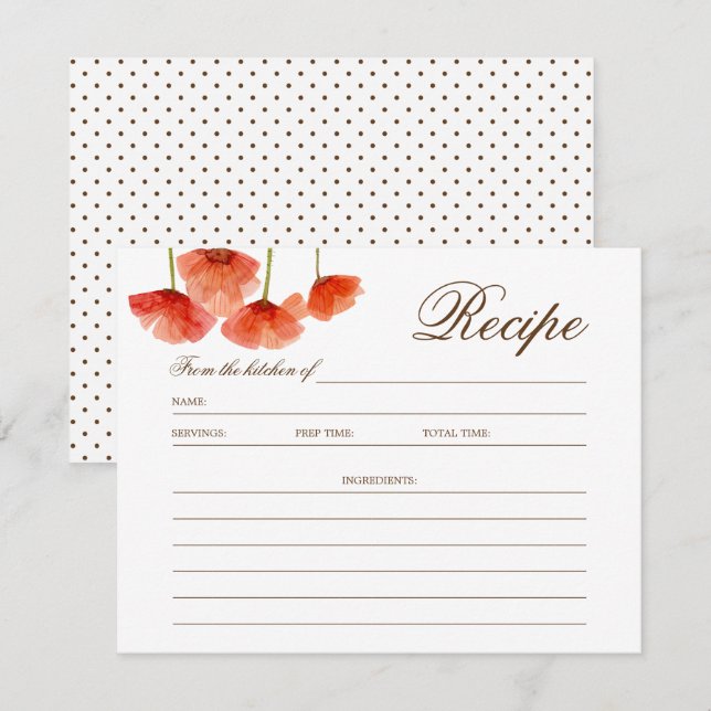 Carte de Fête de l'mariée Chic Red Poppy Flowers R (Devant / Derrière)