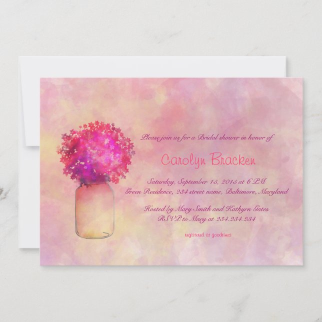 Carte de Fête de l'mariée Whimsical Pink Flower/Ma (Devant)