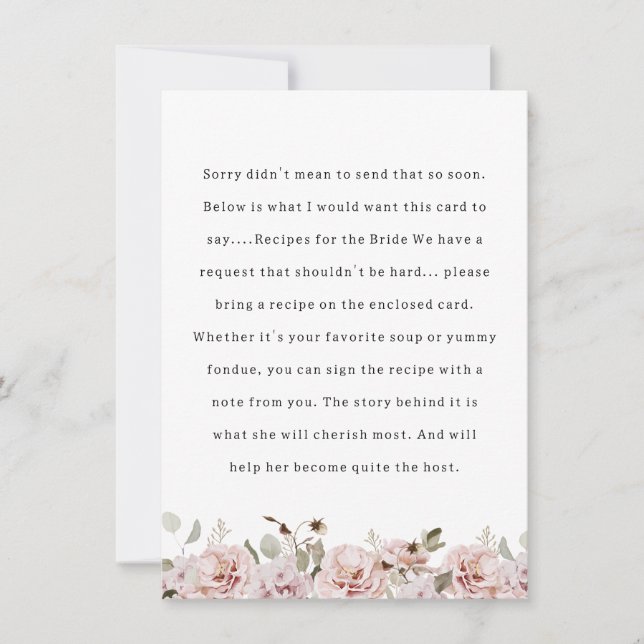 Carte de Fête de Mariage avec Détails Floraux Rose (Devant)