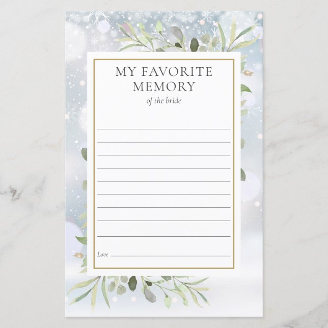 Carte de Fête de Mariage Ma Mémoire Préférée de Ve (Devant)
