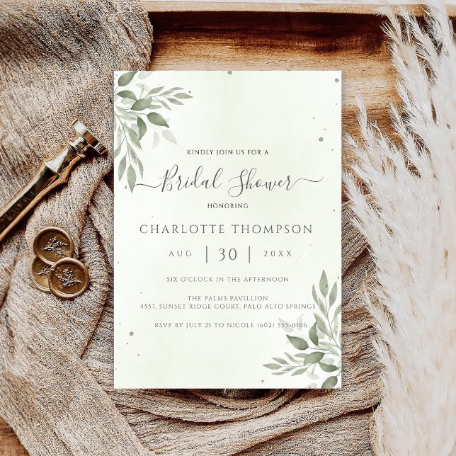 Carte de Fête de Mariage Moderne Sage Greenery Chi (Créateur téléchargé)