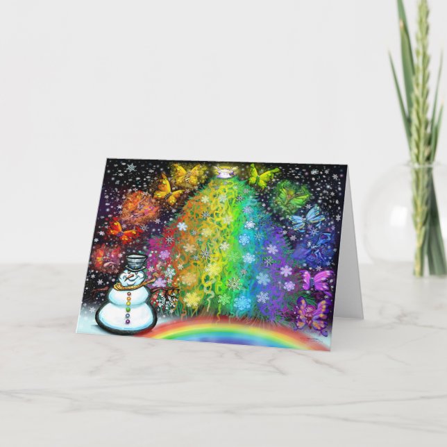 Carte de fête de Noël arc-en-ciel entrelacé (Devant)