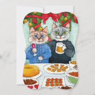 Carte de fête de Noël de la souris Cat ou invitati