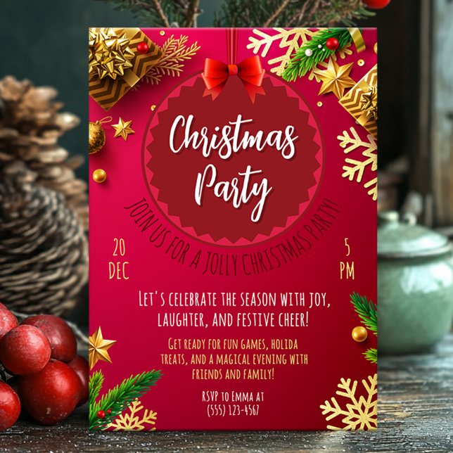 Carte de fête de Noël rouge festive (Créateur téléchargé)