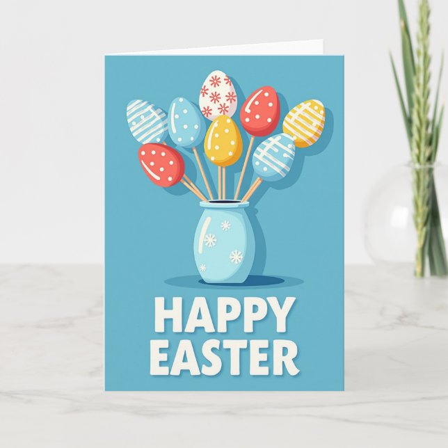 Carte de fête de printemps œuf joyeux (Devant)