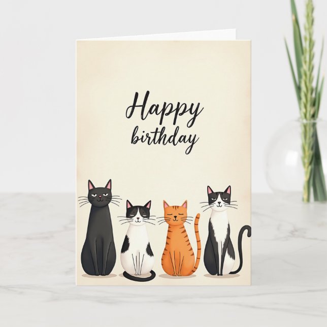 Carte de fête des chats mignons (Devant)
