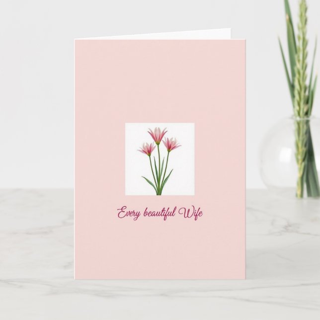 Carte de Fête des Épouses à Fleurs Roses (Devant)