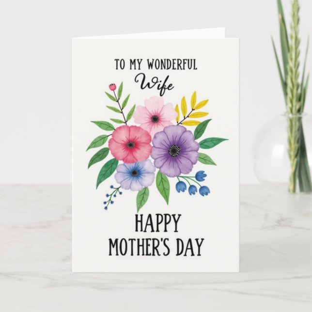 Carte de Fête des Épouses Chevron Floral (Devant)