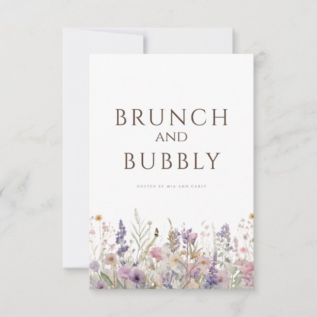 Carte de Fête des mariées blanche Fleur sauvage Bo (Devant)