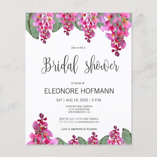 Carte de Fête des mariées Budget Pink Fuchsia Wist (Devant)