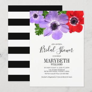 Carte de Fête des mariées Florale Anémonique Aquar