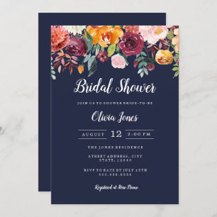 Carte de Fête des mariées florale de la marine d'a