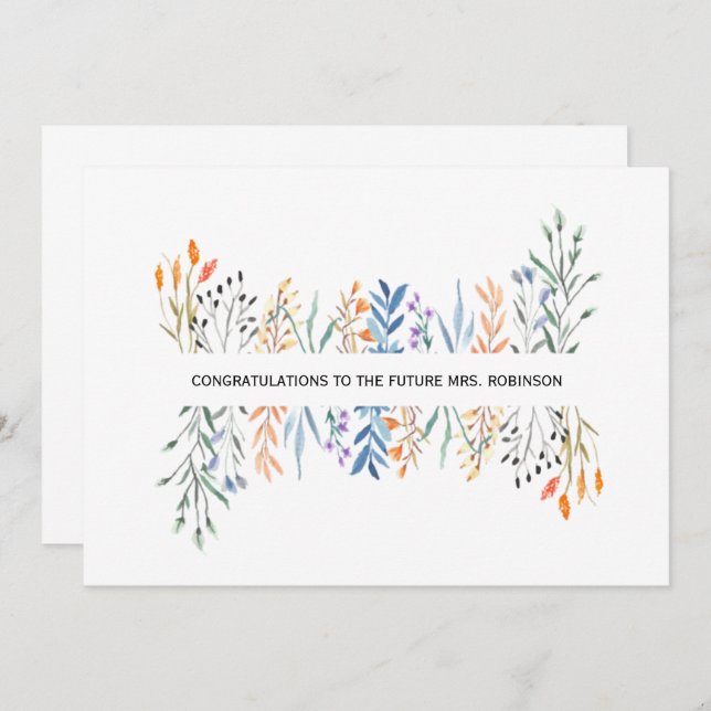 Carte de Fête des mariées Florale personnalisée (Devant / Derrière)